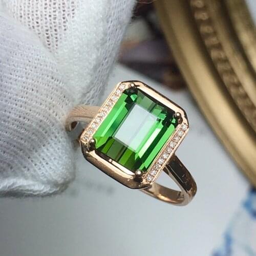 A406 Tourmaline Ring Fine Jewelry Solid 18K Gold Nature Green Tourmaline Gemstones 2.7ct Diamonds Rings for Women Fine Present