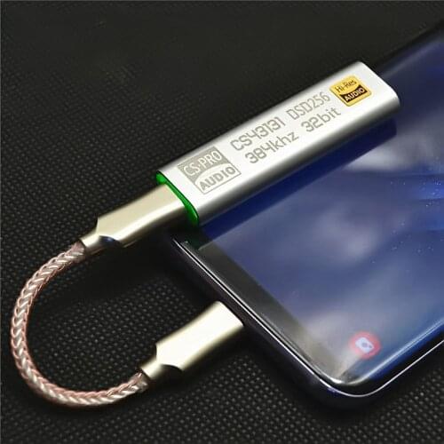 TYPE C to 3.5MM DSD256 for Android Headphone Amplifier Adapter DAC Portable USB Cirrus Logic Hifi for Ios Win10 PC