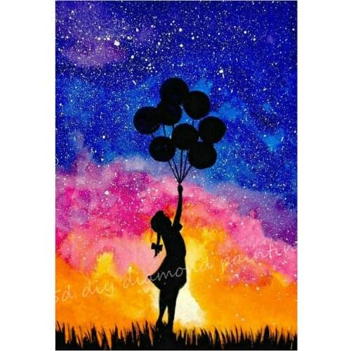 5d diy diamond painting starry sky girl painted stickers 3d diamond mosaic full square / round diamond embroidery kids gift home