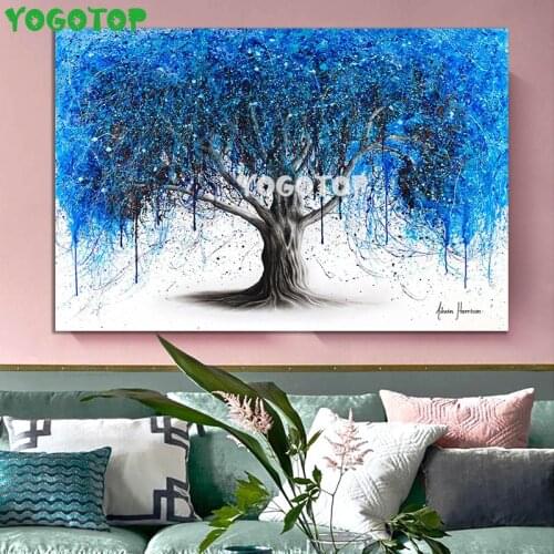 Landscape blue Tree Diy Diamond painting Diamond embroidery Square round drill mosaic Cross stitch Handmade Home Decor YY5283