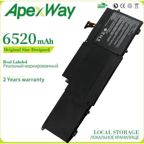 Apexway 6520mAh 7.4V C23-UX32 New Laptop Battery for ASUS VivoBook U38N U38K U38DT for ZenBook UX32 UX32A UX32VD UX32LA 48Wh