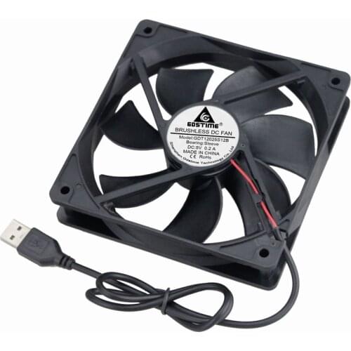 Gdstime 1 Pcs 5V DC 120x120x25mm Brushless USB 12cm Computer Case Brushless Cooling Fan 120mm x 25mm 12025s