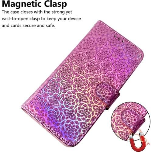 Glitter Flower PU Flip Phone Case for Samsung Galaxy S20 Plus Ultra S10 S9 S8 Note 10 9 8 Plus S10E Wallet Case Cover Card Slot