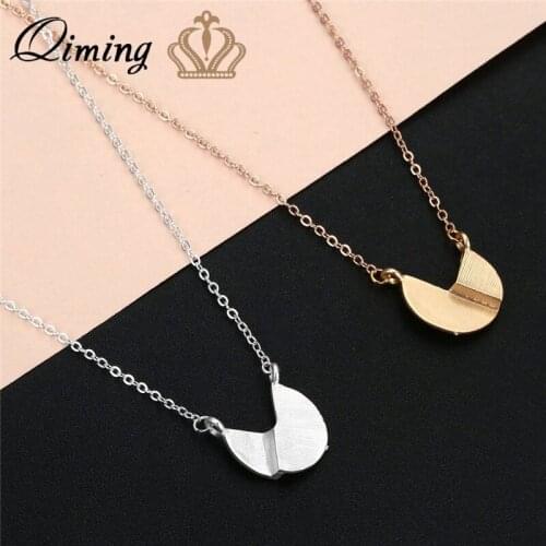 QIMING Silver Gold Punk Simple Geometric Circle Necklace Women Men Vintage Jewelry Accessories Chains Choker