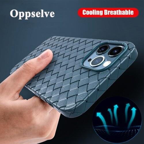 Luxury Woven Leather Case For iPhone 12 Mini 11 Pro Max XS X XR 7 8 Plus SE 2020 Breathable-leather Shell Weaving Grid Capinhas