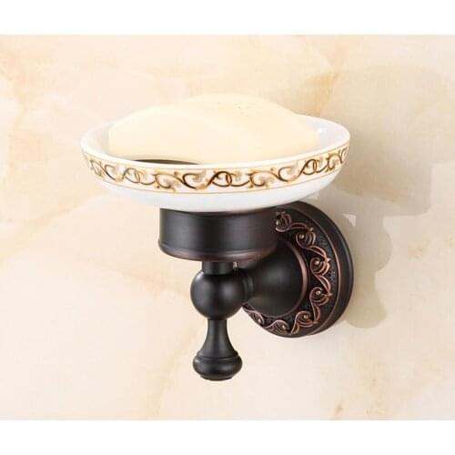 Black Oil Rubbed Brass Wall Mounted Ceramics Soap Dishes Soap Holder Bathroom Accessories KD950