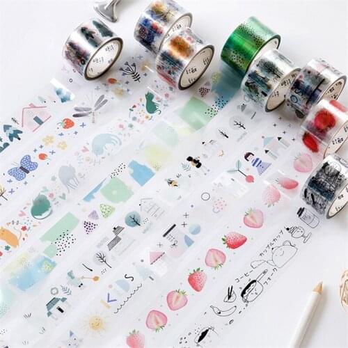 Kawaii Fruit Animal PET Decorative Transparent Washi Tape Masking Tape Stationery Stickers Scrapbooking School Supplies
