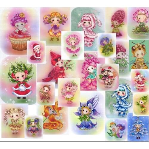 Angel Curly girl with basket cross stitch kit Animal cotton thread 14ct canvas stitching embroidery DIY