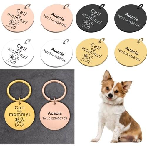 Anti-lost Dog Name Phone Number Personalized Call My Mommy Pet ID Tag Engraved Pet ID Name for Cat Puppy Dog Collar Tag Pendant