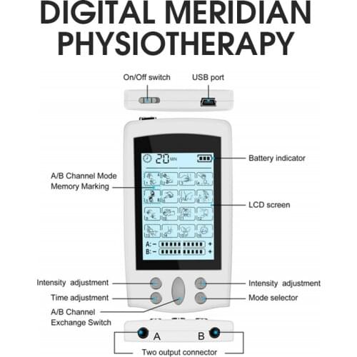 Pulse massager Electric Muscle Stimulator TENS Unit Electronic 16Modes Dual Output Pulse Physiotherapy Health Care Body Massage