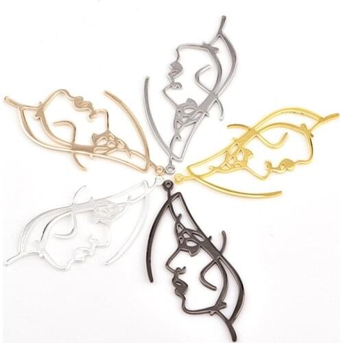 Personality exaggerated hollow face contour earrings pendant accessories DIY handmade