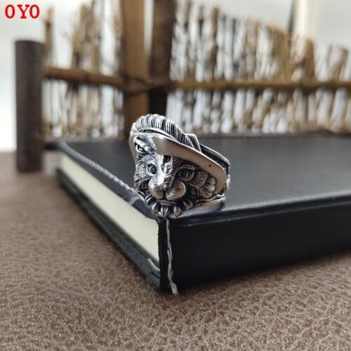 2021 new S925 sterling silver ring domineering retro style cute owl personality ring ring