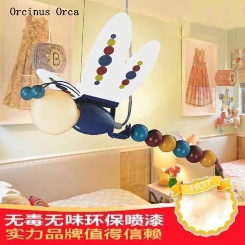 Cartoon creative colorful Dragonfly chandelier kindergarten childrens room lamp cute personality Animal Butterfly Chandelier