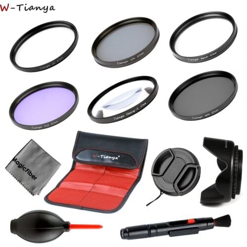 WTIANYA UV+CPL+FLD+ND4 Filter sets 52mm 55mm 58mm 62mm 67mm 72mm 77mm with Lens Hood Cap Case for NIKON CANON SONY DSLR Lens