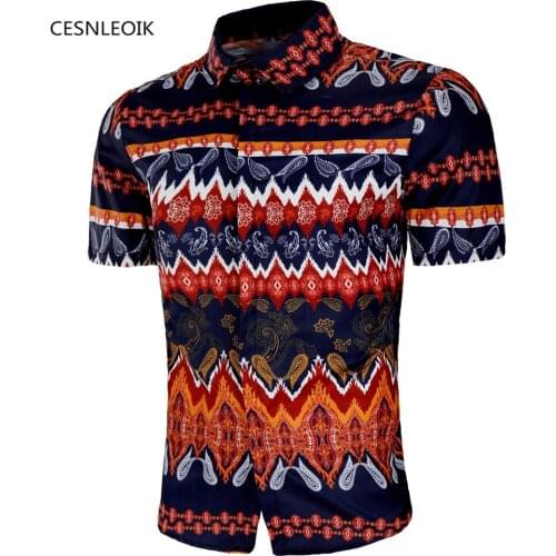 New Fashion Men Shirt Short Sleeve Dress Shirt Men Plus Size S-XL Floral Hawaiian Shirt Male Camisa Social Masculina