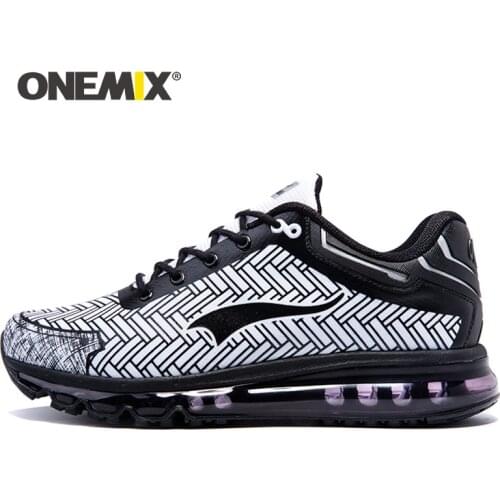 ONEMIX Fashion men Running Shoes Air Cushion Leather Sneakers Jogging Footwear Outdoor Walking Fitness Trainers Sports Shoes