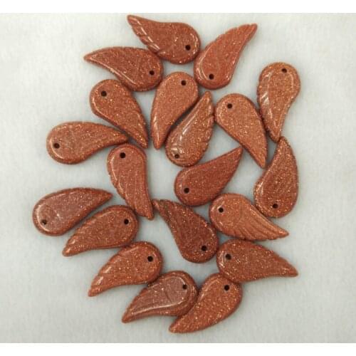 Wholesale 20pcs/lot Fashion good quality gold sand stone carved angel wings charms and pendants for jewellery making free