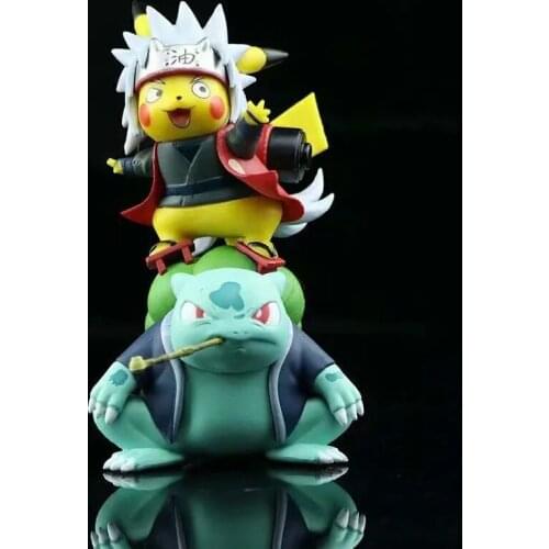 Pokemon Bulbasaur Jiraiya Anime Figures Naruto Shippuden PVC Cute Toys 12cm Model Action Figurals Pocket Monster Xmas Gift Doll