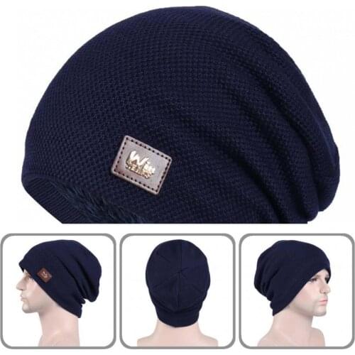Acrylic Fiber Practical Men Warm Knitted Cap Vibrant Color Men Hip-hop Hat Keep Warmth for Men