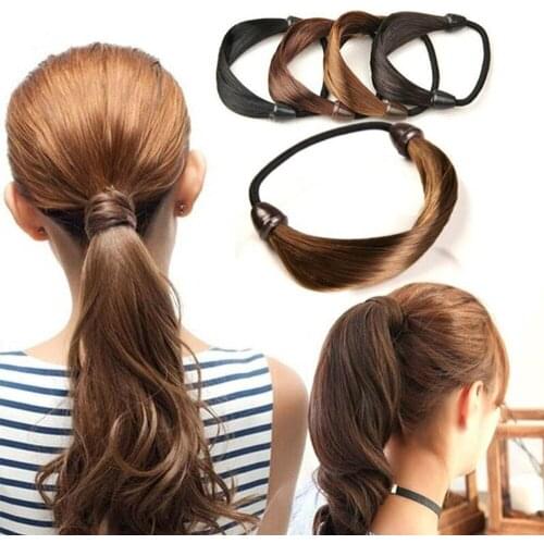 2020 Women Girls Straight Wig Elastic Hair Band Fashion Hair Ropes Scrunchie Ponytail Holder Hairband Hair Styling Accessories