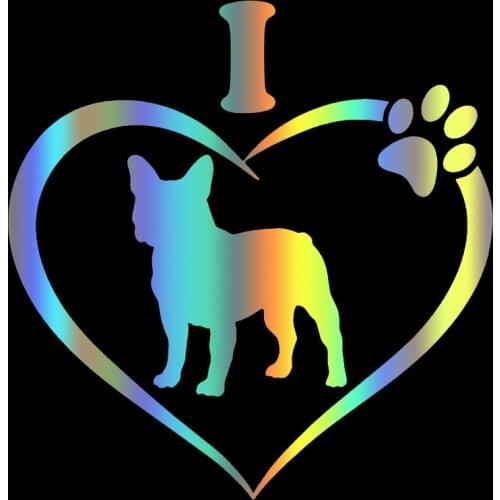 S51543 Various Sizes/Colors Car Stickers Vinyl Decal I Love My French Bull Dog Animal Motorcycle Decorative Accessories