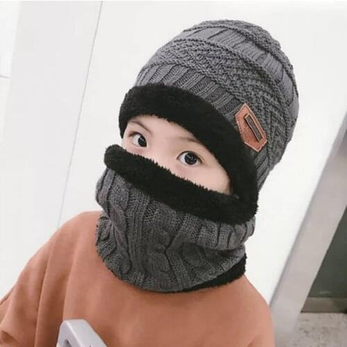 2020 Baby Children Hat Scarf Coral Fleece Caps For Boy Girl Cotton Spring Autumn Winter Children Beanies Kids Photography Props