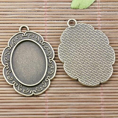 Mixed at random oval shaped rim cabochon setting in 3-colors INNER SIZE:18*25mm EF2488-2490 6PCS