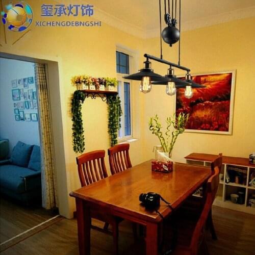 Vintage Iron Loft Industrial American Style Pulley Pendant Light Adjustable Wire Lamp Retractable Bar Light Edison Bulb