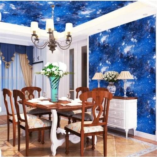 Wellyu Cosmic Starry Wallpaper Ceiling 3D Three-dimensional Bedroom Ceiling Paper Ceiling Roof KTV Flash Wall Cloth Wallpaper
