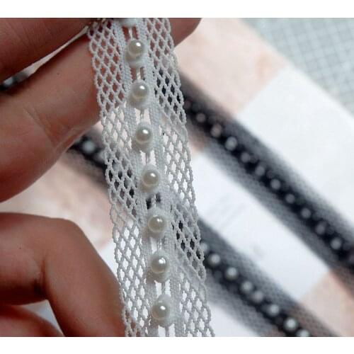 Hand-stitched pearl clothing accessories elastic beaded lace Handmade DIY clothes decorative accessories beaded material