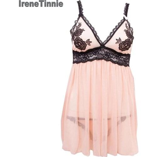 IRENE TINNIE Sexy Lingerie Women Lace Embroidered Hollow Out Pajamas Sets Exotic Apparel Perspective Underwear Fantazi Giyim Sek