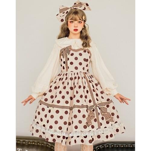 Womens Cute High-Waist Dress Lolita Dress Sweet Puppet Straps Lolita JSK Dress Girls Day Dress