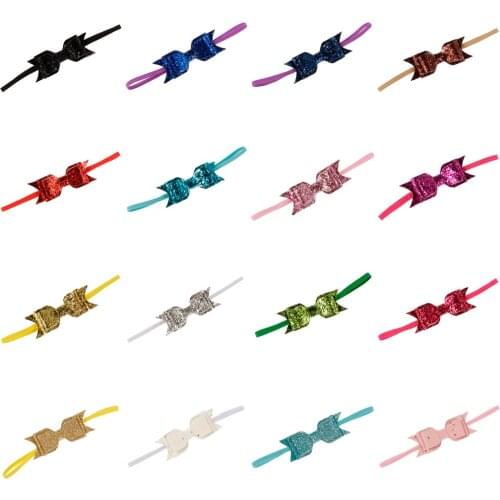 Yundfly 10pcs/lot Baby Girls Shiny Sequin Bow Headband Kids Hair Bow Sequin Bowknot Hairbands Newborn Headwear Photography Props