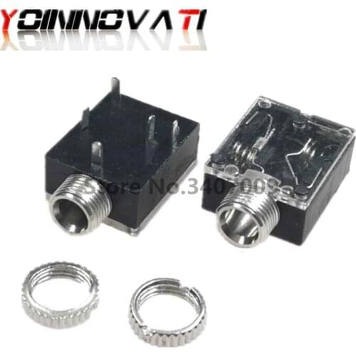 100pcs/lot PJ-324M 3.5MM Stereo Audio Socket/jack Connector with Nut 5pin PCB Panel Mounting for Headphone