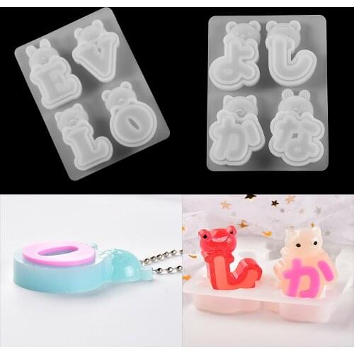 2 Style Kawaii Bear Japanese Alphabet Silicone Molds Love Epoxy Resin Mold For DIY Jewelry Making Child Gifts Crafts Accessories