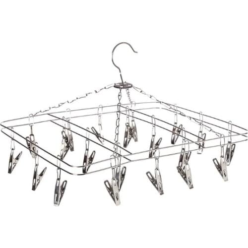 20 Clips Stainless Steel Clothes Drying Rack Multifunctional Sock Shorts Underwear Hanger Hanging Shelf