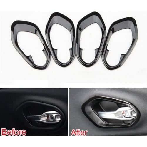 4pcs/set ABS Car Interior Side Door Handle Cover Bowl Trim Matt Decoration For Jeep CHEROKEE 2014 2015 Car Styling Covers