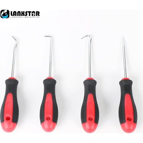 4pcs Extra Long Hook And Pick Car Automotive Set Seal Remover Craft Hobby Tool Straight/Offset/90 Degree/O-Ring Hook Pick