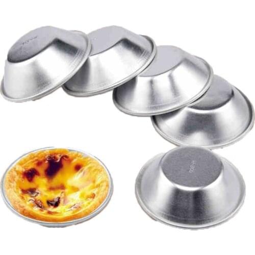 5Pcs Cake Style Egg Tart Aluminum Alloy Portuguese Egg Tart Pudding Mould Oven Bake Round Custard Tin Cake Tool Egg Tart Mold