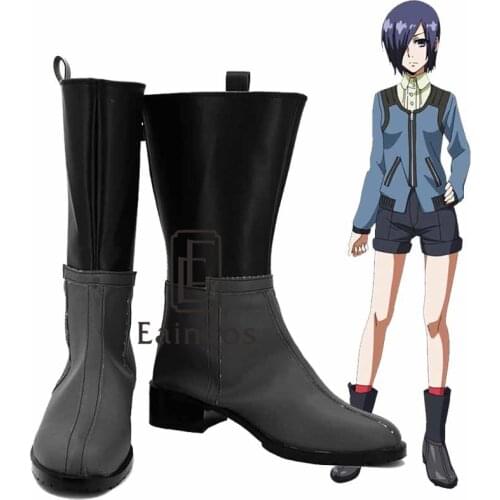 Anime Tokyo Ghoul Touka Kirishima Cosplay Party Shoes Grey and Black Boots Custom Made