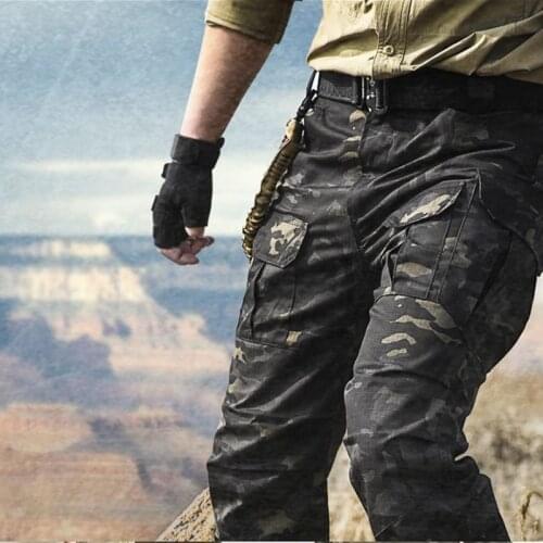 Spring Tactical Combat Camouflage Training Pants Men Plaid Multi-pockets Outdoor Hiking Climbing Fishing Hunting Cargo Trousers