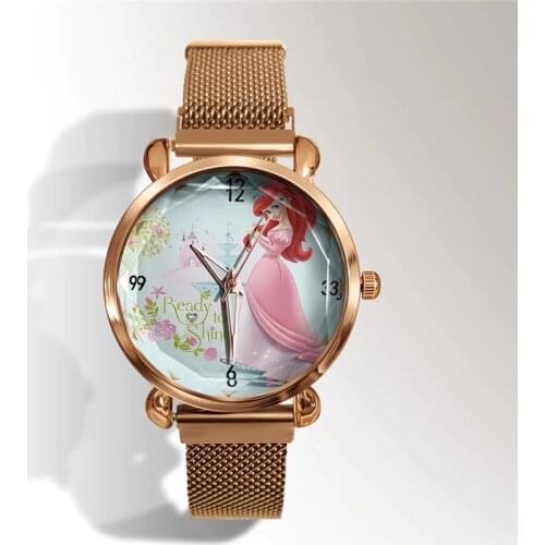 Reloj Mujer 3D Anime Cartoon Women Watch Casual Quartz Rose Gold Watches Magnetic Metal Ladies Wristwatch Relogio Feminino Gift