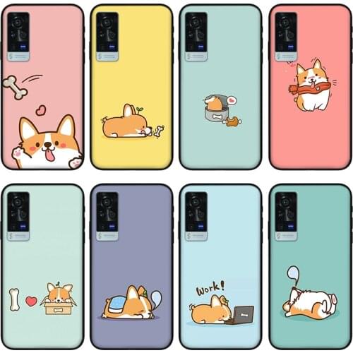 Corgi Phone case for vivo x60 pro plus x50 s7 s9 x30 x27 s9e, Protective silicone case for vivo iqoo 7 z3 neo 3 5