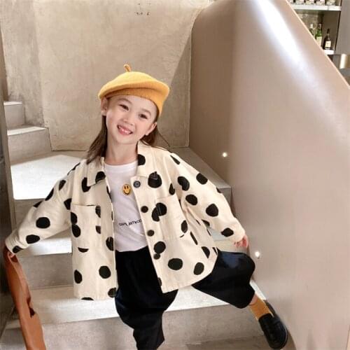 Girls Babys Kids Coat Jacket Outwear 2021 Beige Dots Thicken Winter Autumn Top Cotton Toddler Cardigan Childrens Clothing