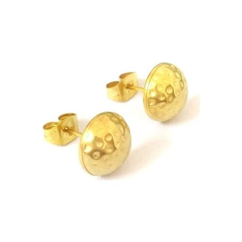 FairLadyHood 10mm Mushroom Earrings Anti Allergic 316L Stainless Steel Gold Color Stud Earrings For Women 2019 New Arrival Ear
