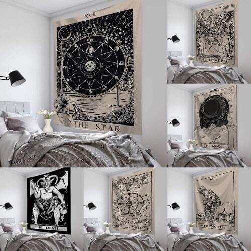 India Witchcraft Tarot Tapestry Wall Hanging Sun Moon Wall Tapestry Wall Carpet Psychedelic Tapiz Witchcraft Wall Cloth Tapestry