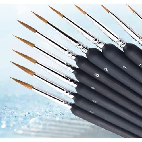 9pc/Set Paint Brushes Weasel Hair Brush Pen Miniature Hook Line Pen for Detail Art Painting Brush Art Nail Drawing Art Supplies
