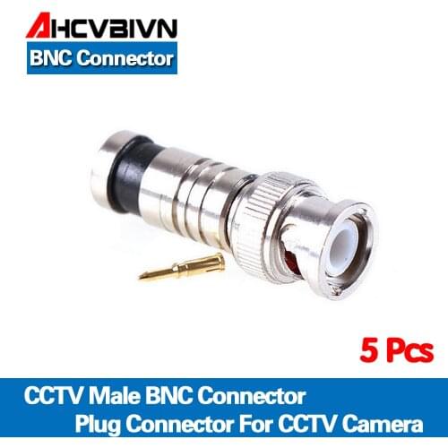 AHCVBIVN Hot sale ,5Pcs/lot BNC Connector BNC To RG59 Male Comprassion Coax Connector ,free shipping