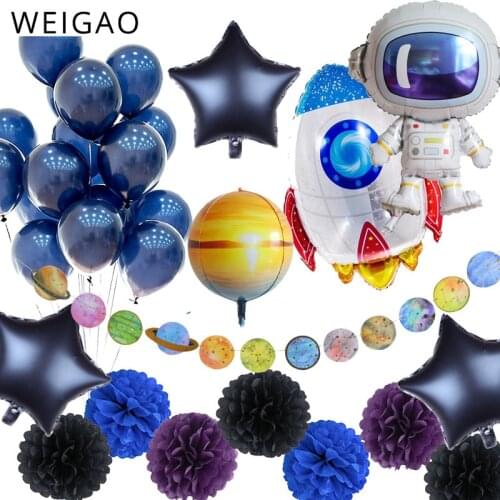 WEIGAO Outer Space Party Astronaut Rocket Ship Theme Foil Balloons Galaxy/Solar System Party Boy Happy Birthday Party Supplies