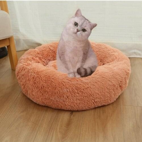 Round Dog Bed Plush Comfortable Kennel Mat Super Soft Puppy Cushion Fully Sleeping Sofa Pet Products For Large Cat Trend in 2021